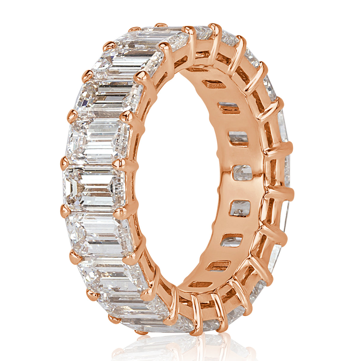 8.10ct Emerald Cut Diamond Eternity Band in 18k Rose Gold