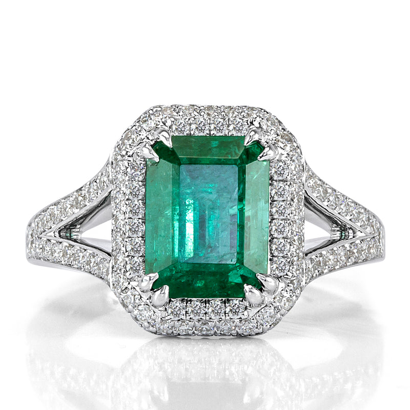 3.90ct Emerald Cut Emerald Engagement Ring