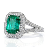 3.90ct Emerald Cut Emerald Engagement Ring
