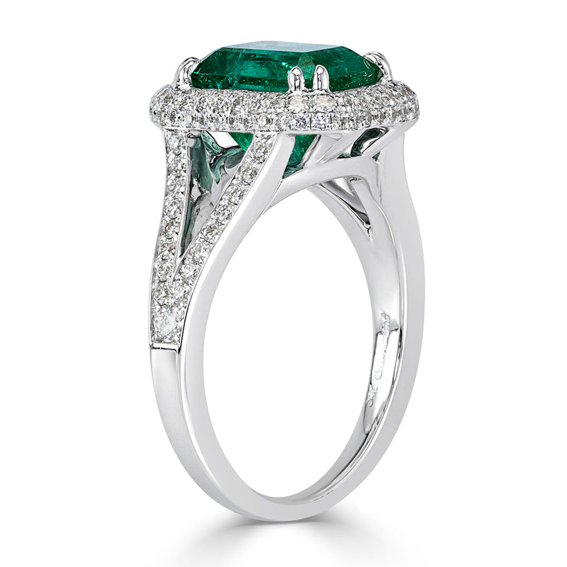 3.90ct Emerald Cut Emerald Engagement Ring