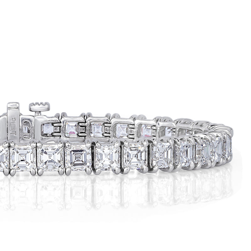 12.61ct Asscher Cut Diamond Tennis Bracelet in Platinum