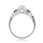 1.23ct Round Brilliant Cut Diamond and Sapphire Engagement Ring