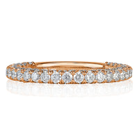 1.45ct Round Brilliant Cut 3-Row Diamond Wedding Band in 18k Rose Gold