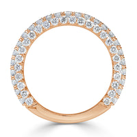 1.45ct Round Brilliant Cut 3-Row Diamond Wedding Band in 18k Rose Gold