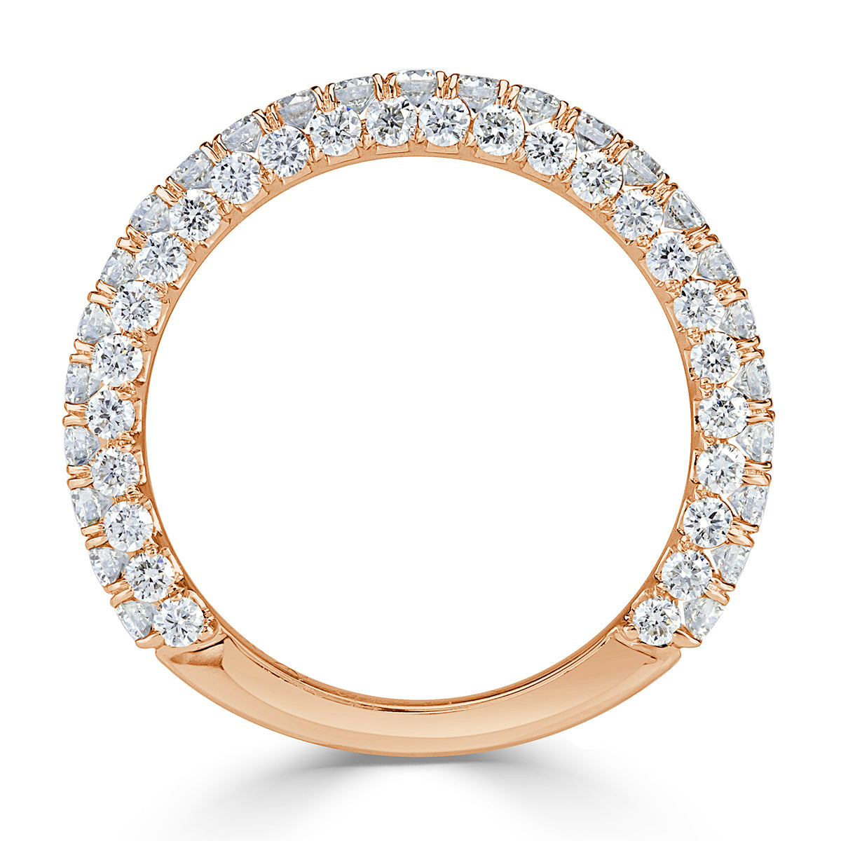 1.45ct Round Brilliant Cut 3-Row Diamond Wedding Band in 18k Rose Gold