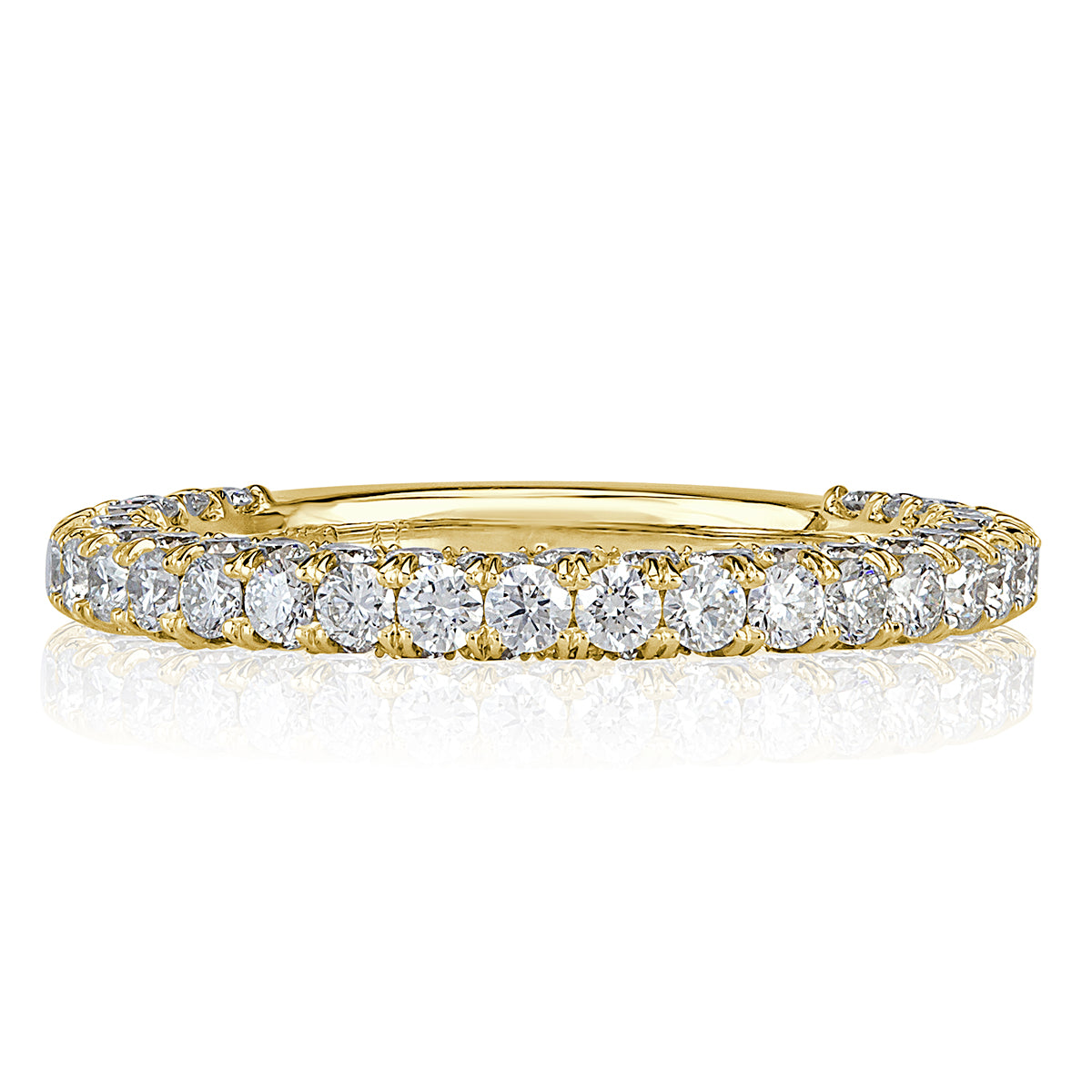 1.45ct Round Brilliant Cut 3-Row Diamond Wedding Band in 18k Yellow Gold