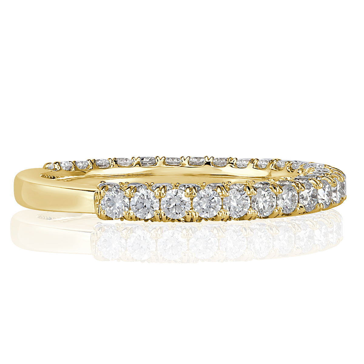 1.45ct Round Brilliant Cut 3-Row Diamond Wedding Band in 18k Yellow Gold