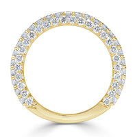 1.45ct Round Brilliant Cut 3-Row Diamond Wedding Band in 18k Yellow Gold