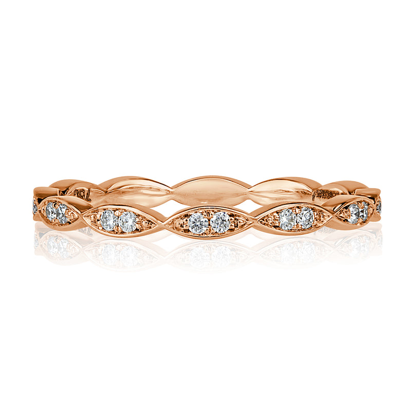 0.16ct Round Brilliant Cut Diamond Marquise Bezel Eternity Band in 18k Rose Gold