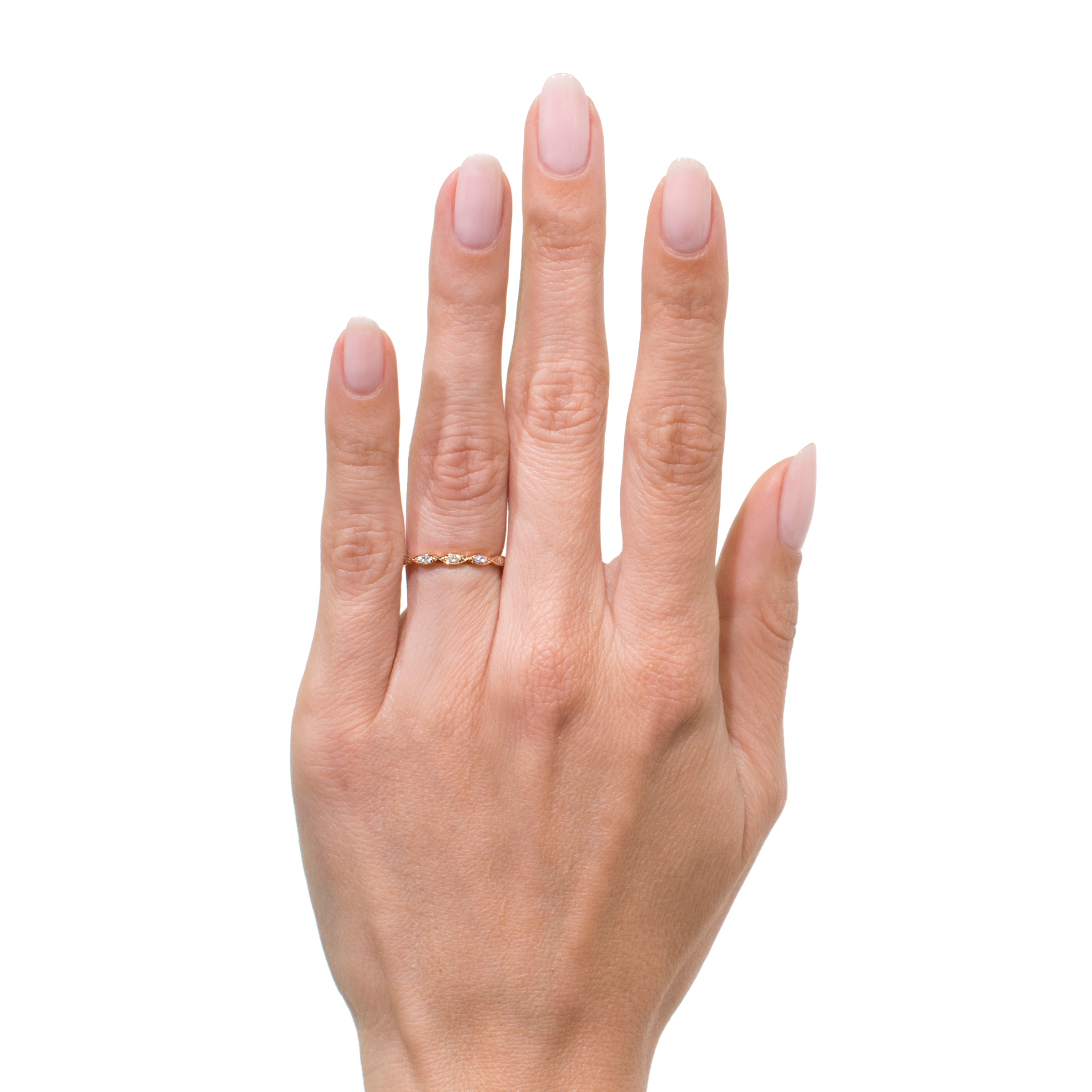 0.16ct Round Brilliant Cut Diamond Marquise Bezel Eternity Band in 18k Rose Gold