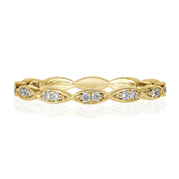 0.16ct Round Brilliant Cut Diamond Marquise Bezel Eternity Band in 18k Yellow Gold