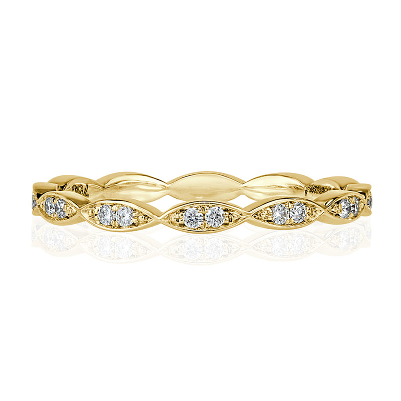 0.16ct Round Brilliant Cut Diamond Marquise Bezel Eternity Band in 18k Yellow Gold