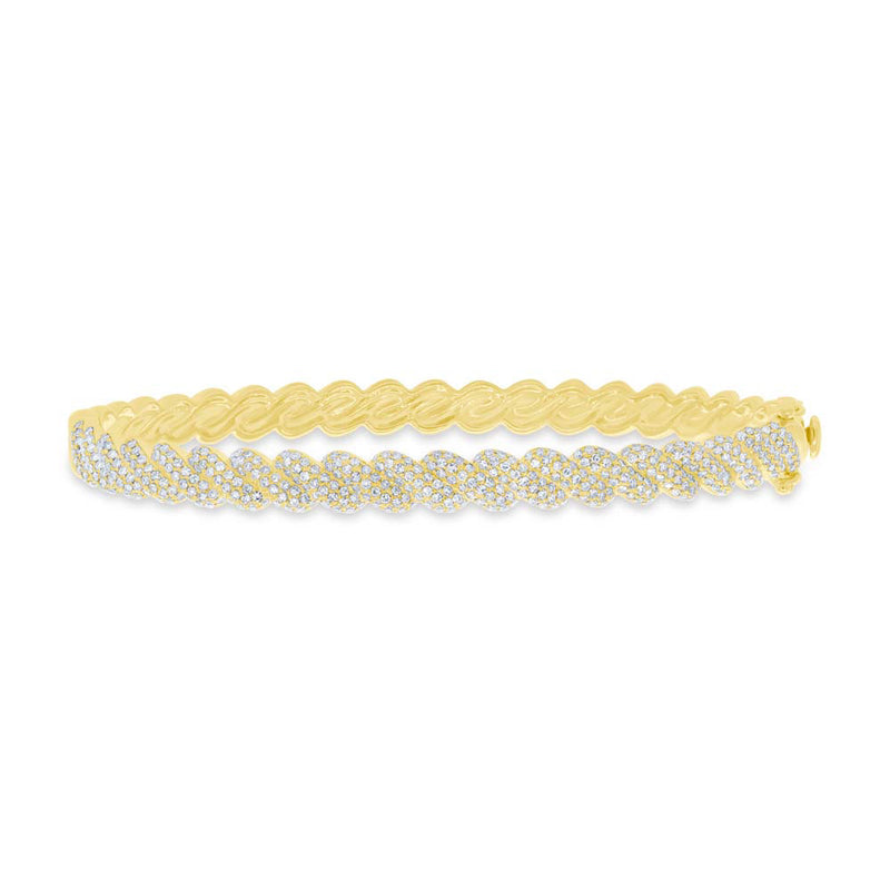 1.20ct Diamond Twist Bangle in 14k Yellow Gold
