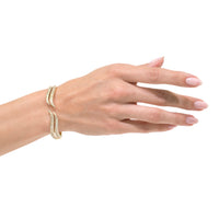 1.59ct Round Brilliant Cut Diamond Double Wave Bangle Bracelet in 14k Yellow Gold