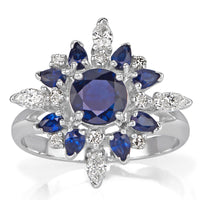 1.82ct Round Cut Sapphire and Diamond Estate Ring