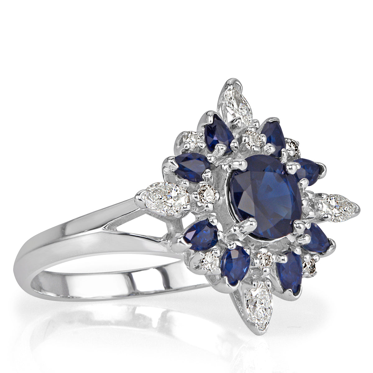 1.82ct Round Cut Sapphire and Diamond Estate Ring