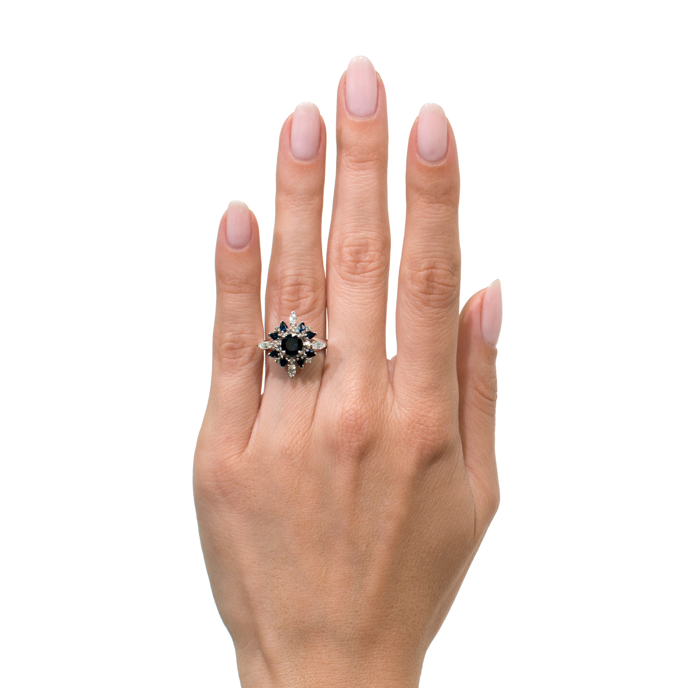 1.82ct Round Cut Sapphire and Diamond Estate Ring