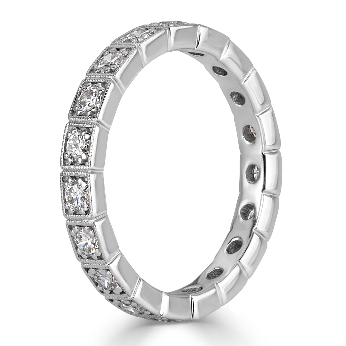 0.80ct Round Brilliant Cut Milgrain Diamond Eternity Band in 18k White Gold