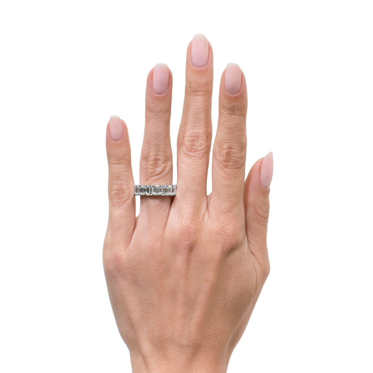 8.10ct Emerald Cut Diamond Eternity Band in 18k Rose Gold