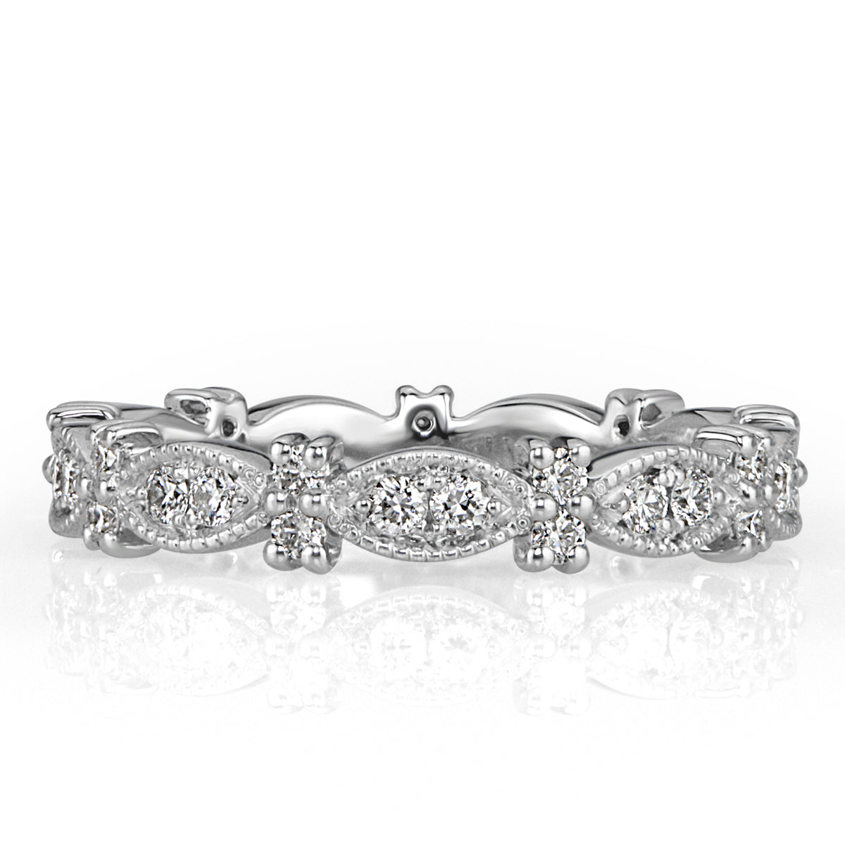 0.45ct Round Brilliant Cut Diamond Milgrain Eternity Band in Platinum