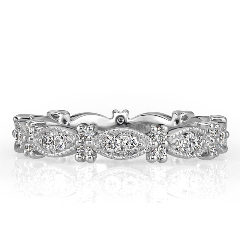 0.45ct Round Brilliant Cut Diamond Milgrain Eternity Band in Platinum