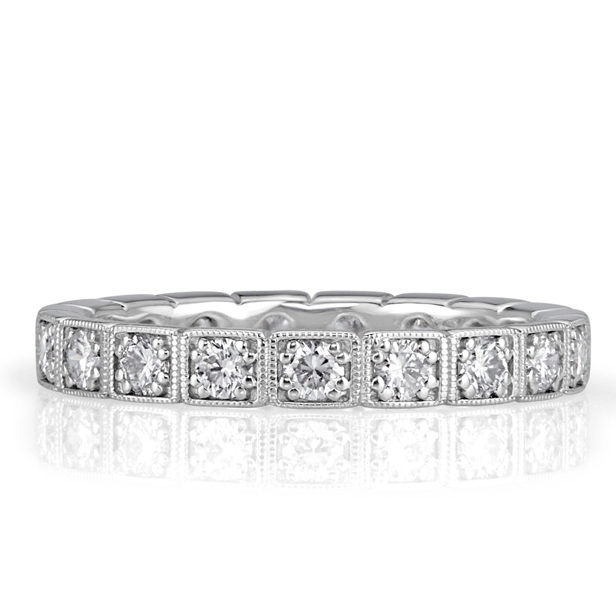 0.80ct Round Brilliant Cut Milgrain Bezel Set Diamond Eternity Band in Platinum
