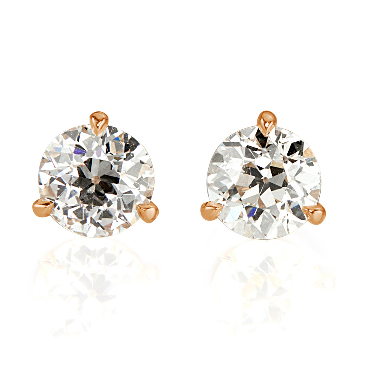 2.07ct Old European Cut Diamond Stud Earrings