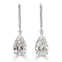 4.13ct Pear Shaped Diamond Dangle Earrings
