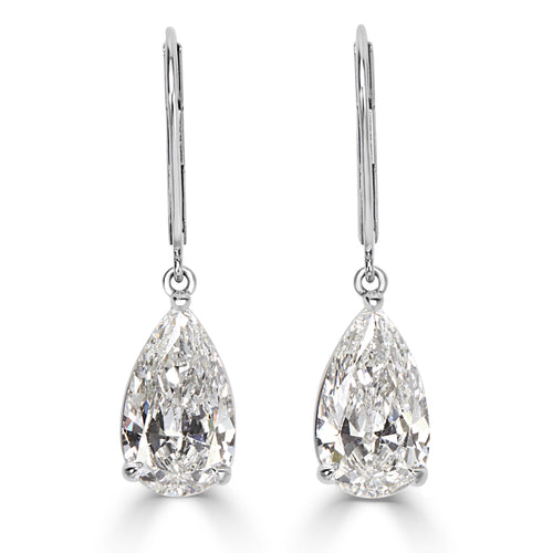Pear shaped drop diamond earrings Clearance