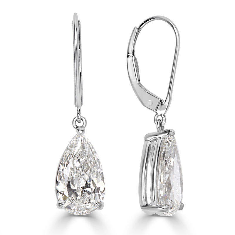 4.13ct Pear Shaped Diamond Dangle Earrings