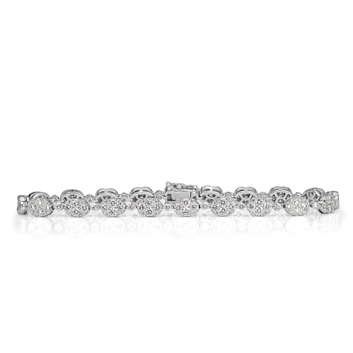 4.11ct Round Brilliant Cut Diamond Oval Shape Design Bracelet in 14k White Gold
