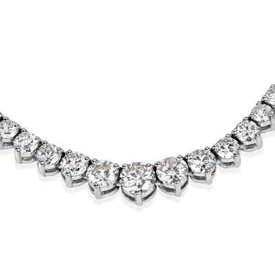 7.00ct Round Brilliant Cut Diamond Tennis Necklace in 18k White Gold in 16.75'