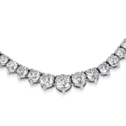 7.00ct Round Brilliant Cut Diamond Tennis Necklace in 18k White Gold