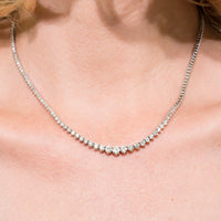 7.00ct Round Brilliant Cut Diamond Tennis Necklace in 18k White Gold
