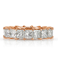 6.34ct Princess Cut Diamond Eternity Band in 18k Rose Gold