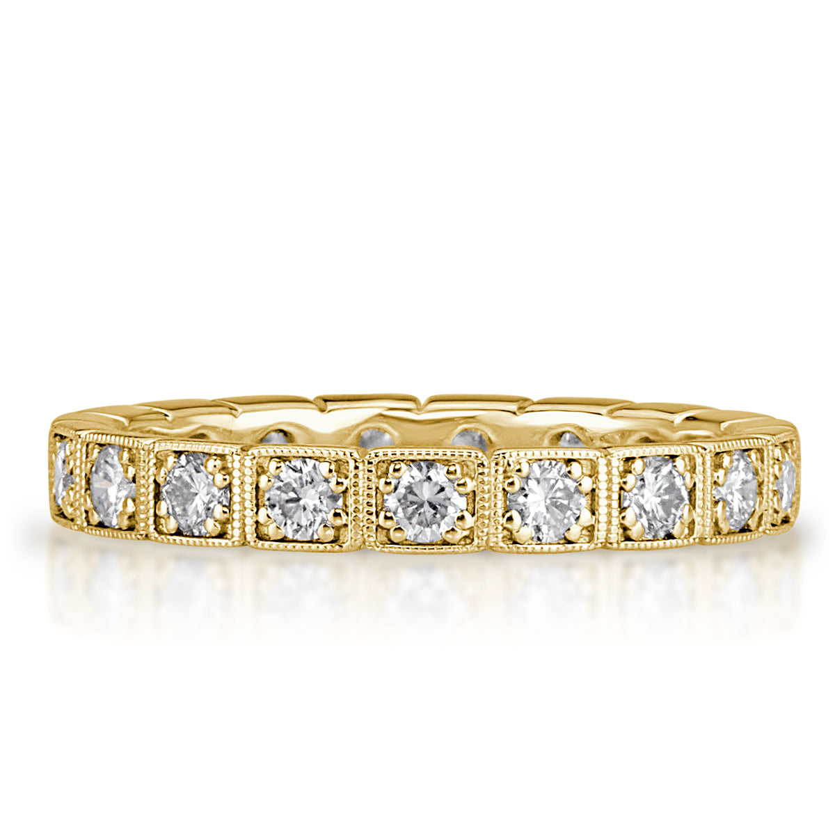 0.80ct Round Brilliant Cut Milgrain Bezel Set Diamond Eternity Band in 18k Yellow Gold