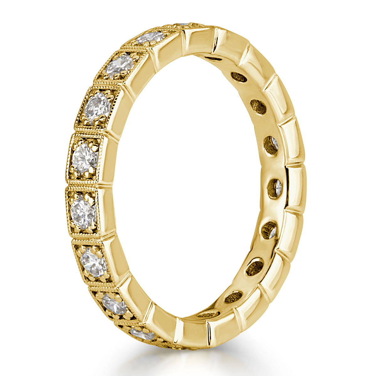 0.80ct Round Brilliant Cut Milgrain Diamond Eternity Band in 18k Yellow Gold