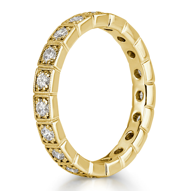0.80ct Round Brilliant Cut Milgrain Diamond Eternity Band in 18k Yellow Gold