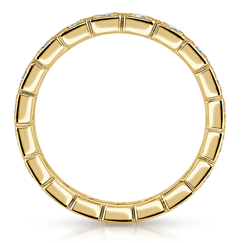 0.80ct Round Brilliant Cut Milgrain Diamond Eternity Band in 18k Yellow Gold