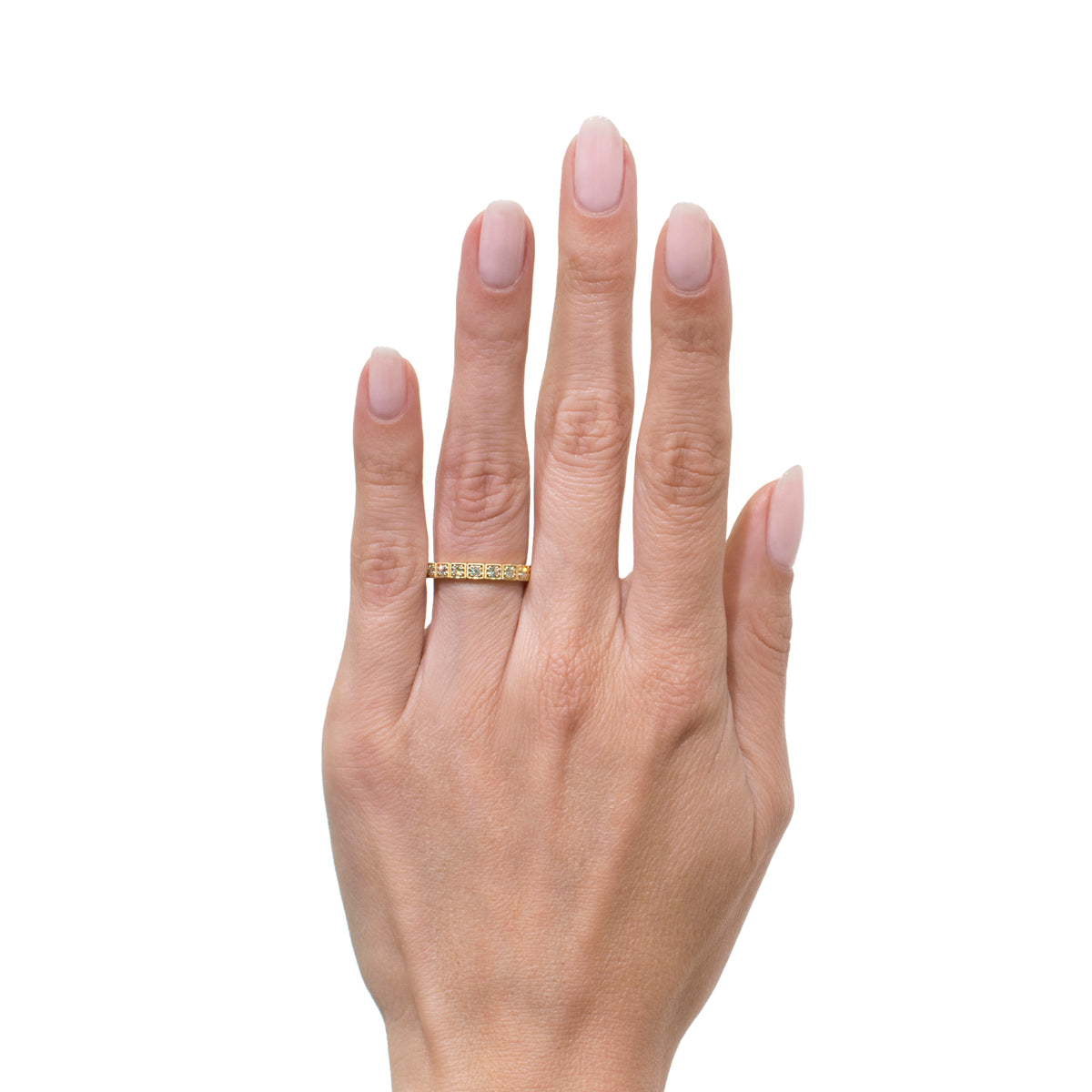 0.80ct Round Brilliant Cut Milgrain Diamond Eternity Band in 18k Yellow Gold