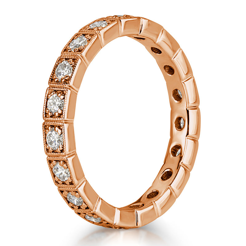0.80ct Round Brilliant Cut Milgrain Diamond Eternity Band in 18k Rose Gold