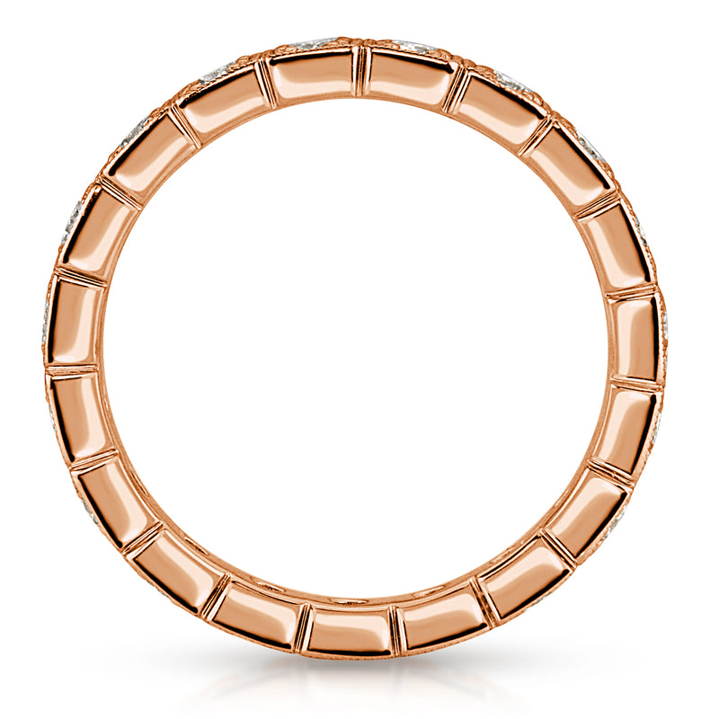 0.80ct Round Brilliant Cut Milgrain Diamond Eternity Band in 18k Rose Gold
