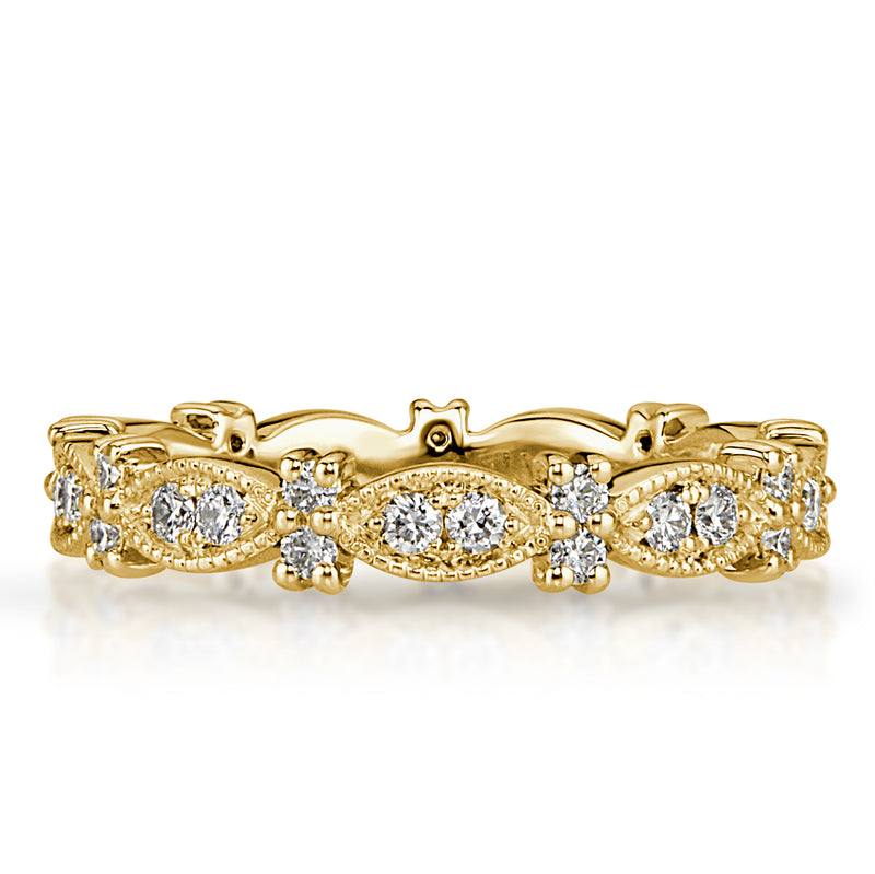 0.45ct Round Brilliant Cut Diamond Milgrain Eternity Band in 18k Yellow Gold