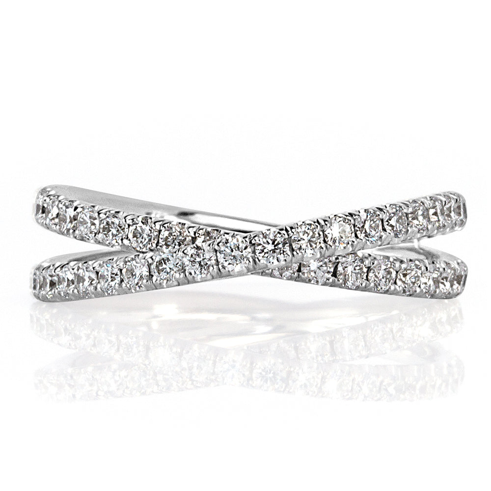 0.85ct Round Brilliant Cut Diamond Crisscross Ring in Platinum