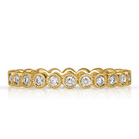 0.40ct Round Brilliant Cut Milgrain Bezel Set Eternity Band in 18k Yellow Gold