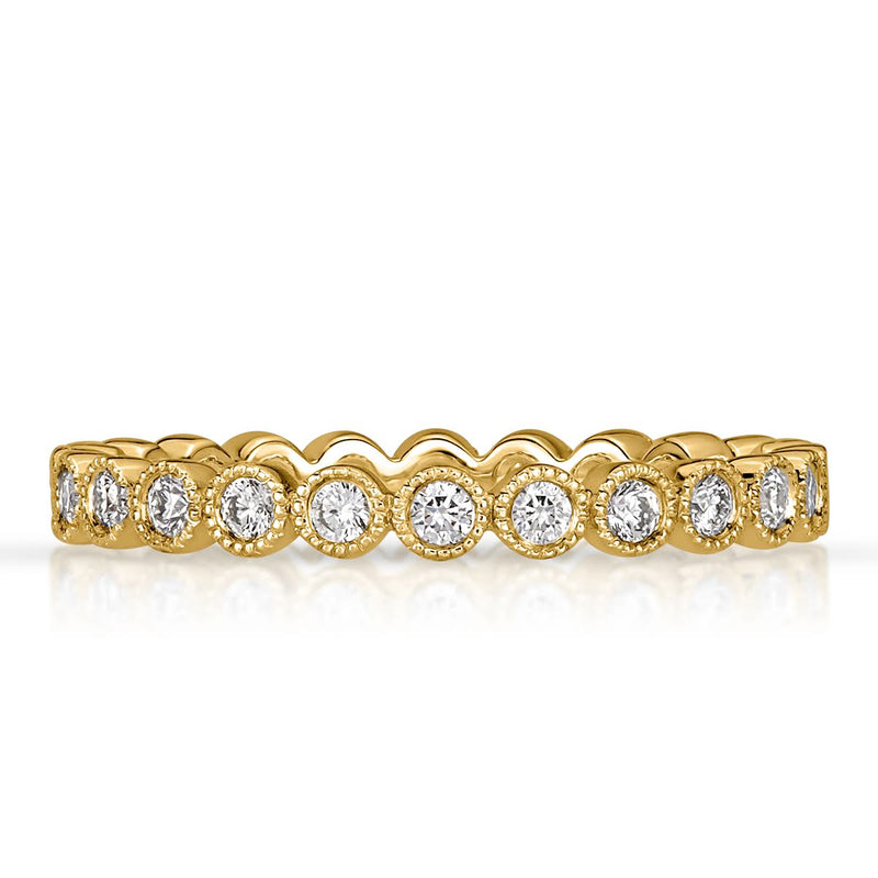 0.40ct Round Brilliant Cut Milgrain Bezel Set Eternity Band in 18k Yellow Gold
