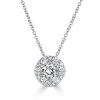 0.71ct Round Brilliant Cut Floral Halo Diamond Pendant