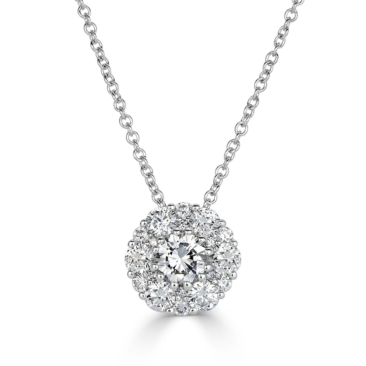 0.71ct Round Brilliant Cut Floral Halo Diamond Pendant