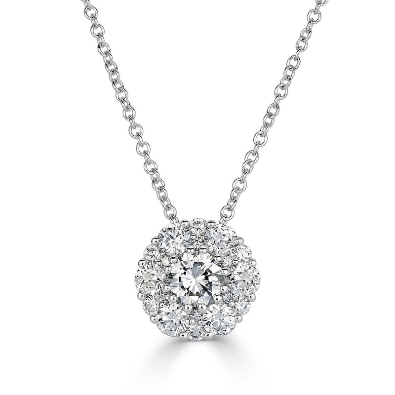 0.71ct Round Brilliant Cut Floral Halo Diamond Pendant