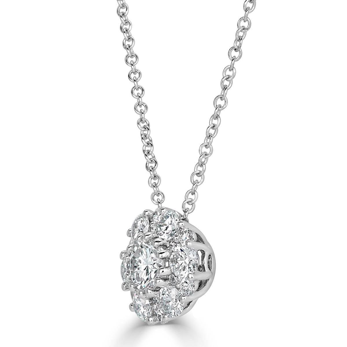 0.71ct Round Brilliant Cut Floral Halo Diamond Pendant